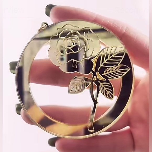 Flower round mirror earrings - Picture 3 of 3